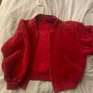 Red Liz Claiborne velour vintage bomber